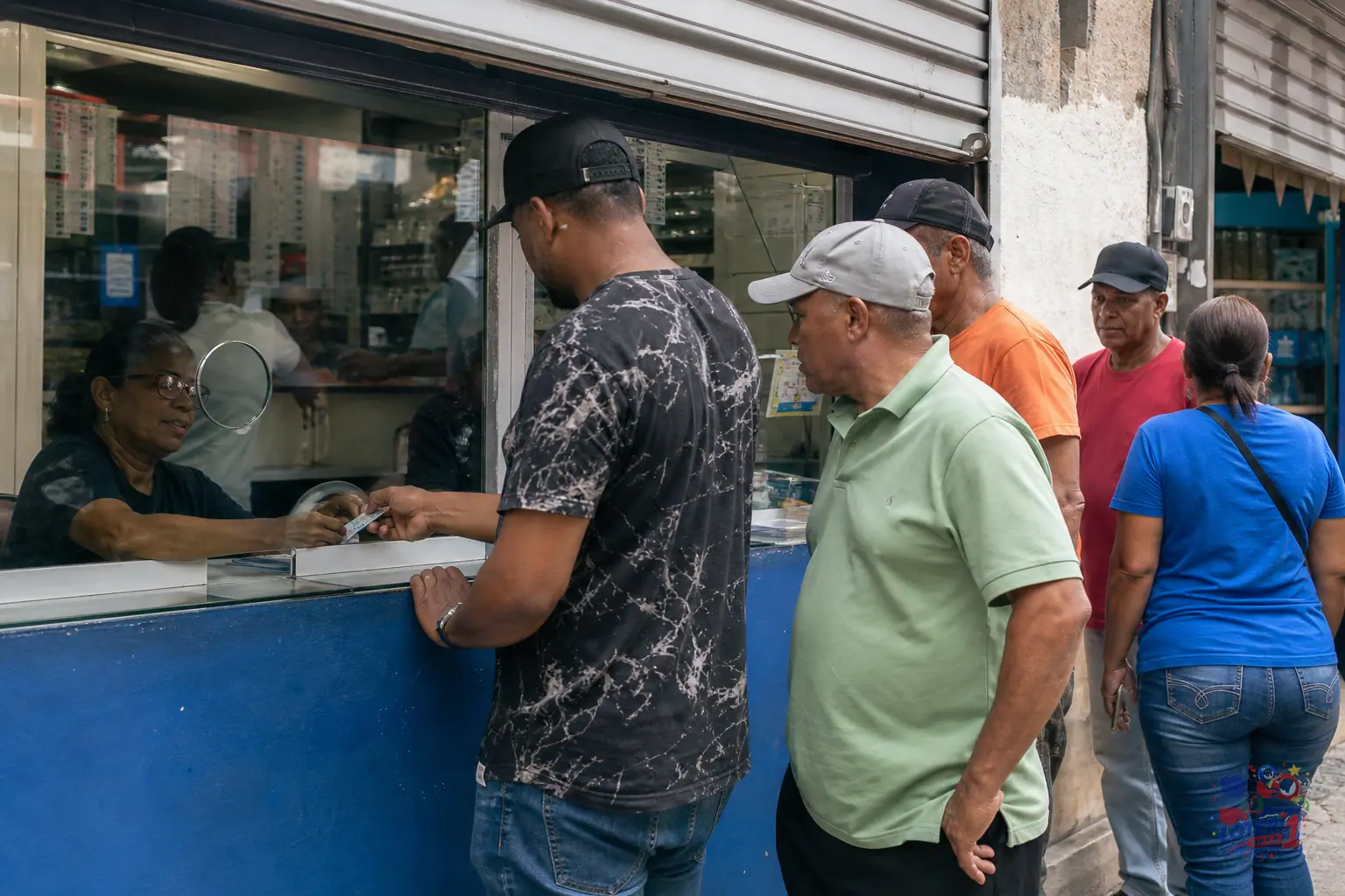Mostrador de una banca dominicana preparado para el fin de semana, con tickets sin números visibles