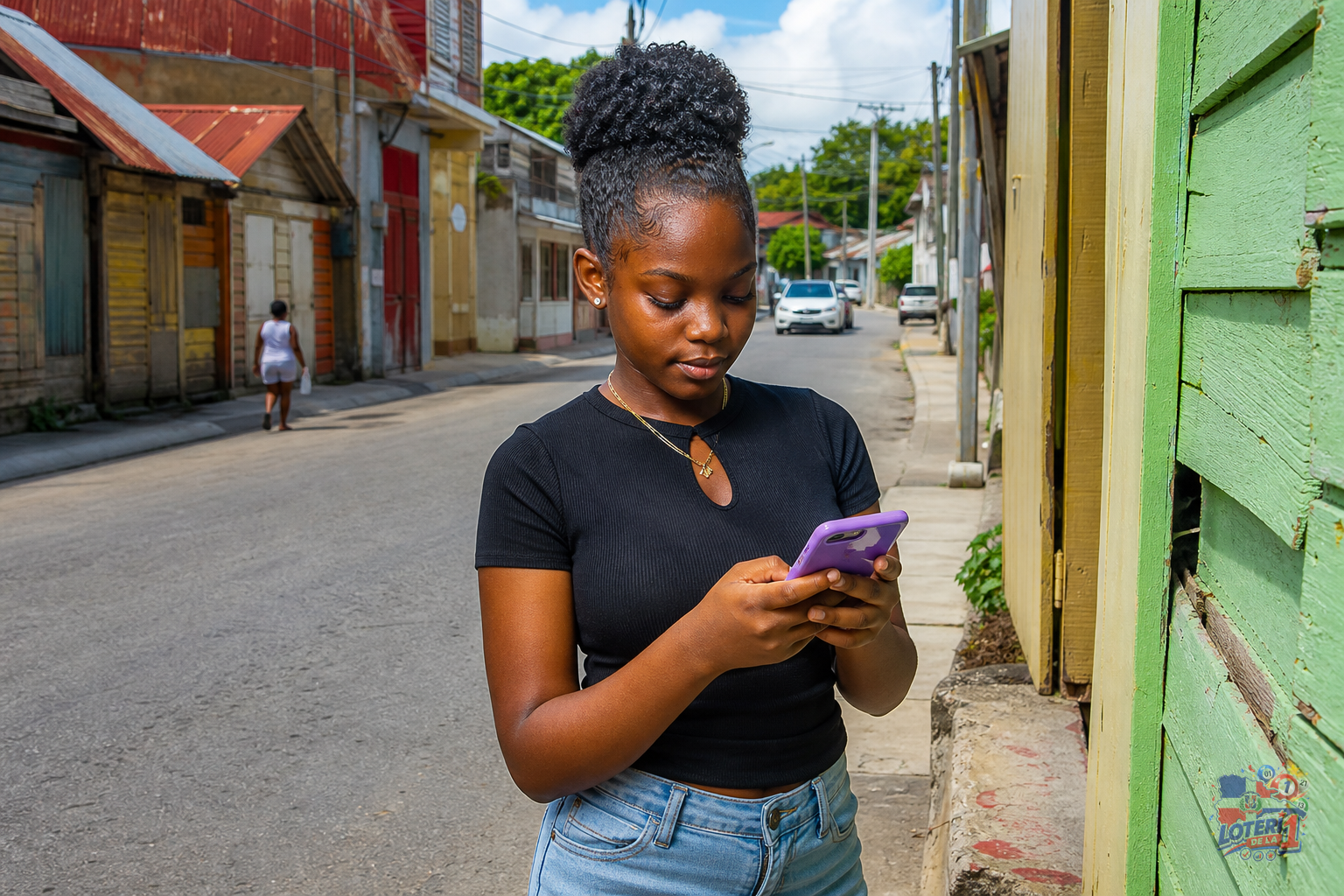 Un joven mirando su teléfono, con un fondo urbano, representando la exposición a la publicidad digital.
